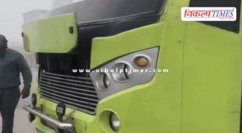Smoke emanated from the engine of a private bus coming from Indore to Kota