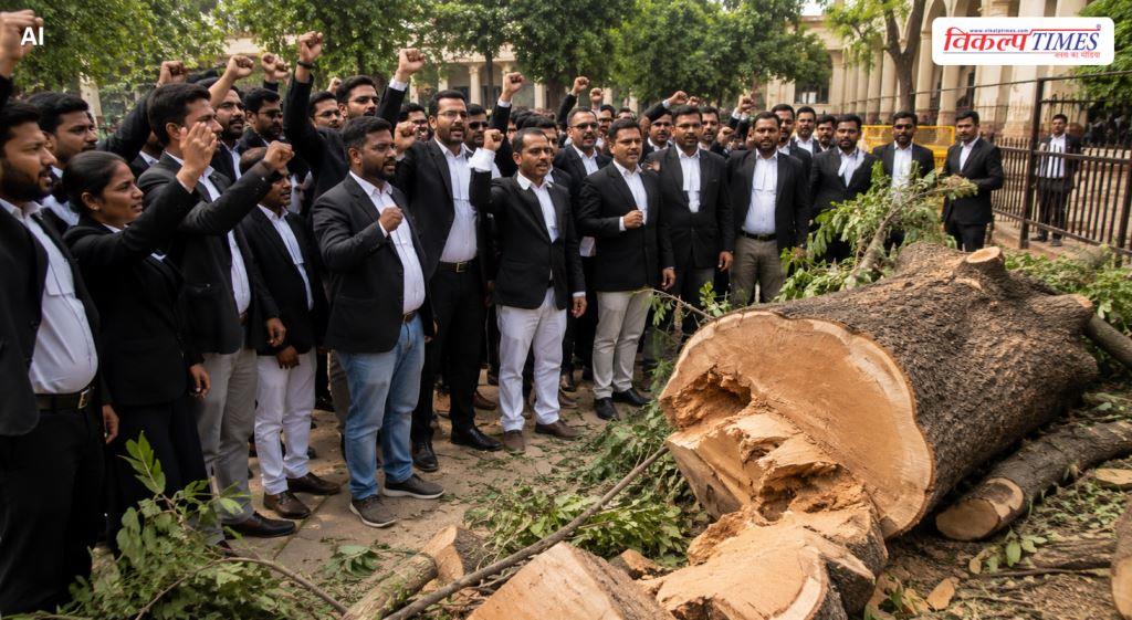 Lawyers strongly opposed the felling of trees in front of the court Sawai Madhopur Vikalp Times